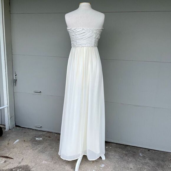 Calvin Klein Silk Strapless Maxi Dress Size 8 Bridal Wedding Gown Formal White - Picture 3 of 14